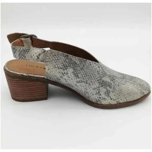 Lucky Brand - Lideton Slingback Booties Leather (gray snakeskin) New Sz 7 - Picture 4 of 9